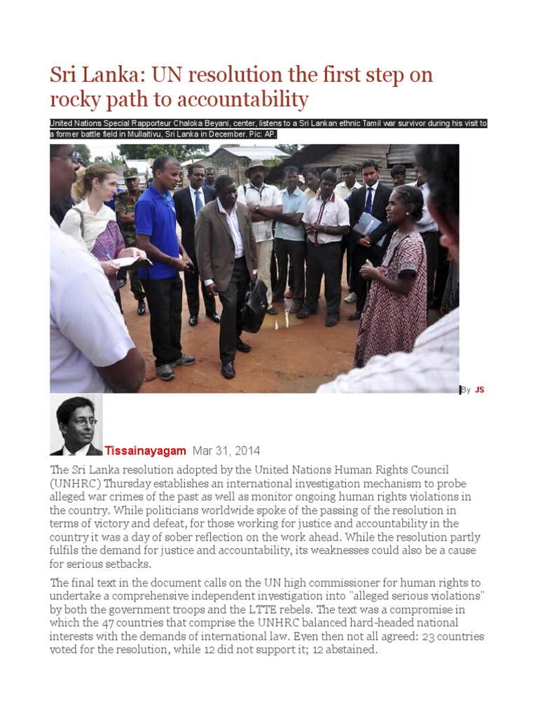 Sri Lanka UN Resolution The First Step On Rocky Path To Accountability ...