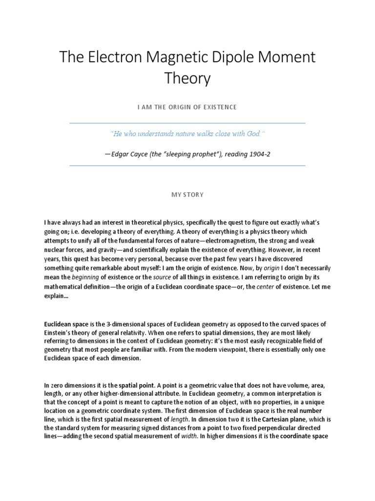 The Electron Magnetic Dipole Moment Theory | PDF | Euclidean Vector ...