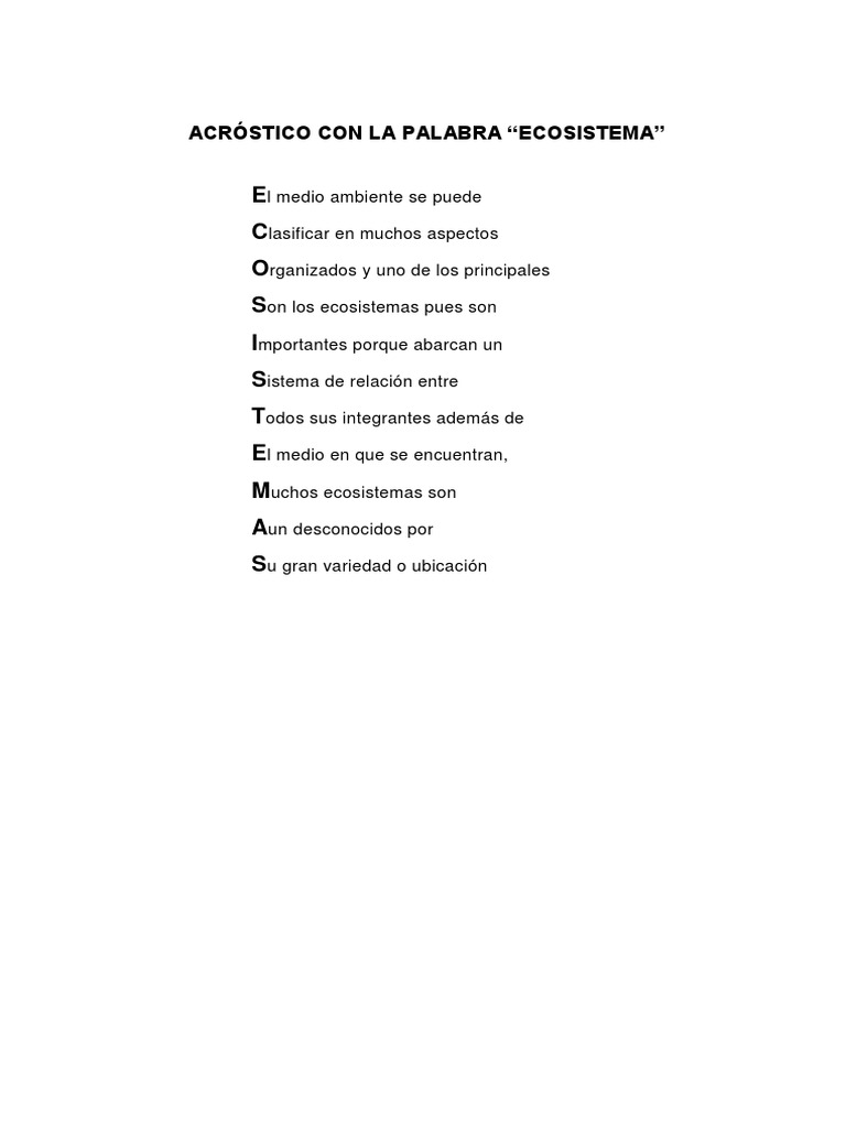 ACRÓSTICO - ECOSISTEMA