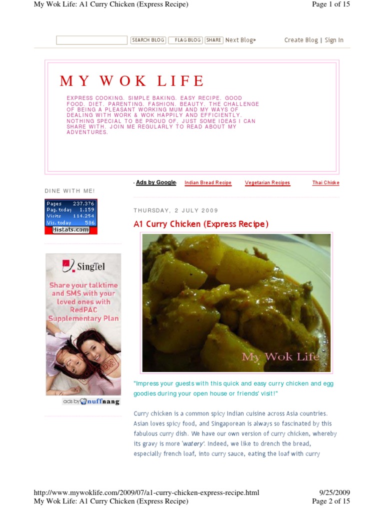 A1 Curry Chicken Express Recipe Pdf Curry Stir Frying