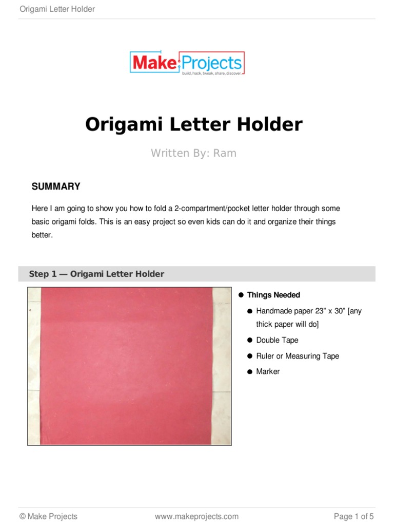 Origami Letter Holder PDF Origami Envelope