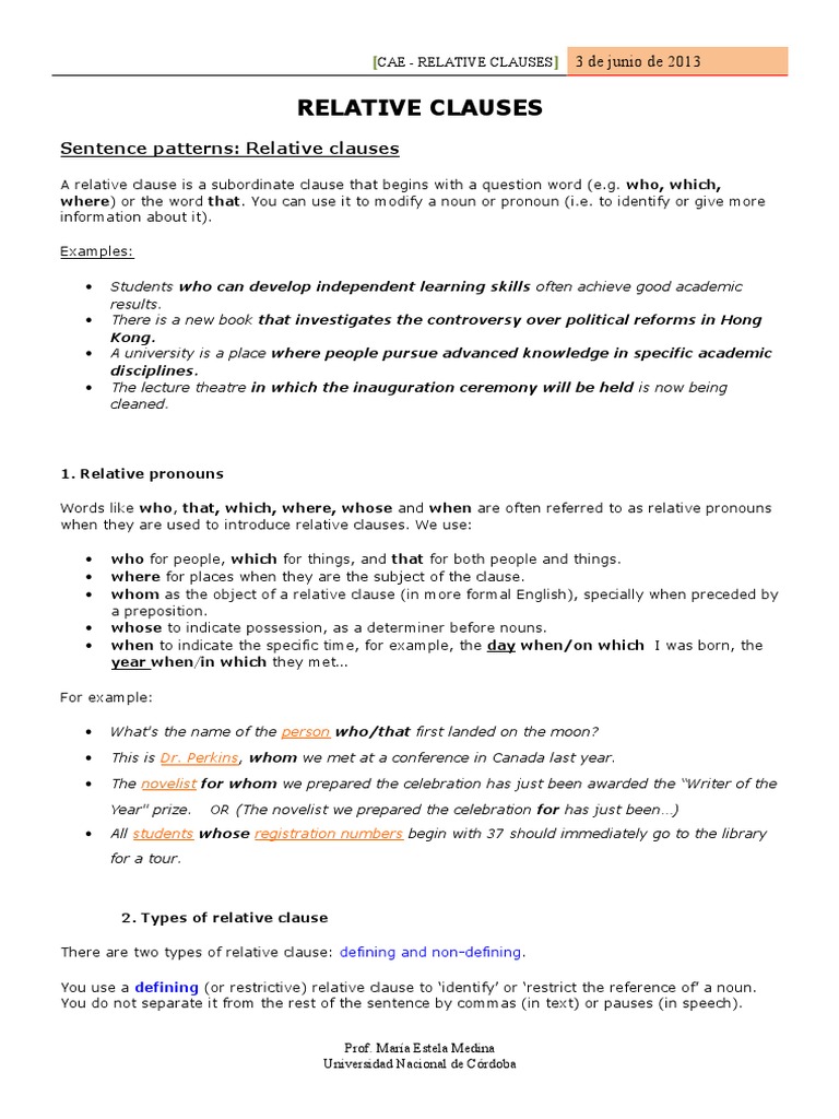 Understanding Relative Clauses | PDF | Clause | Philology