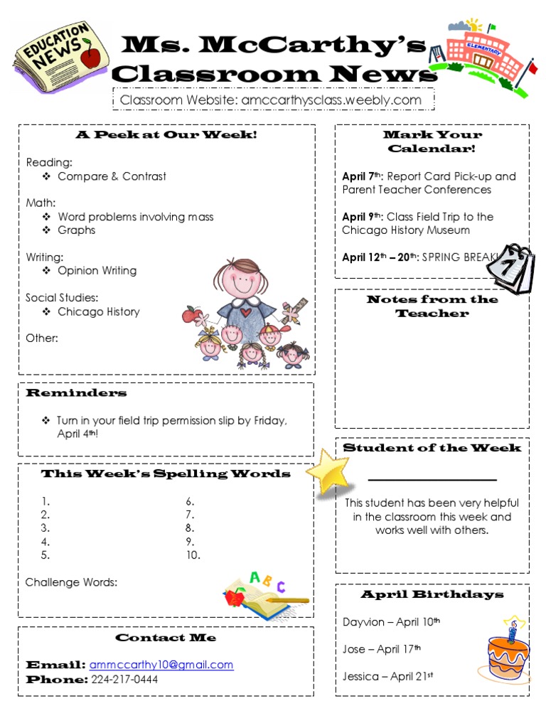 Classroom Newsletter Template | PDF | Social Science