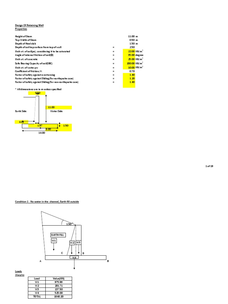 Retaining Wall Design Specifications | PDF | Friction | Bending
