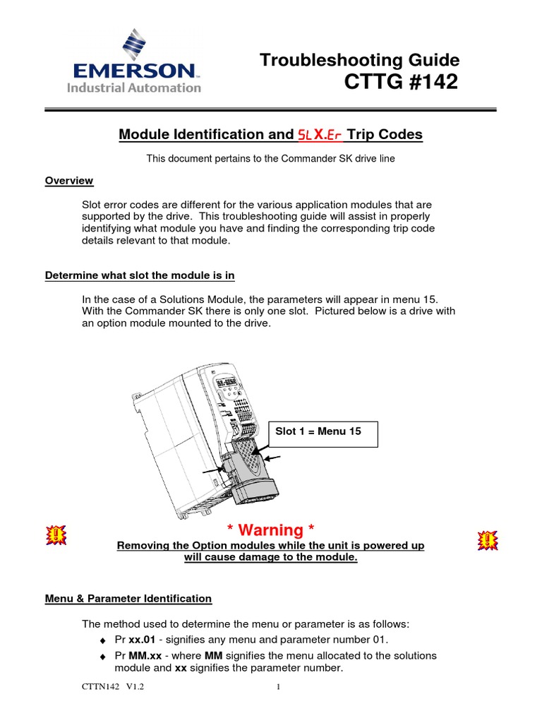 Emerson Module Identification and X. Trip Codes PDF Computing