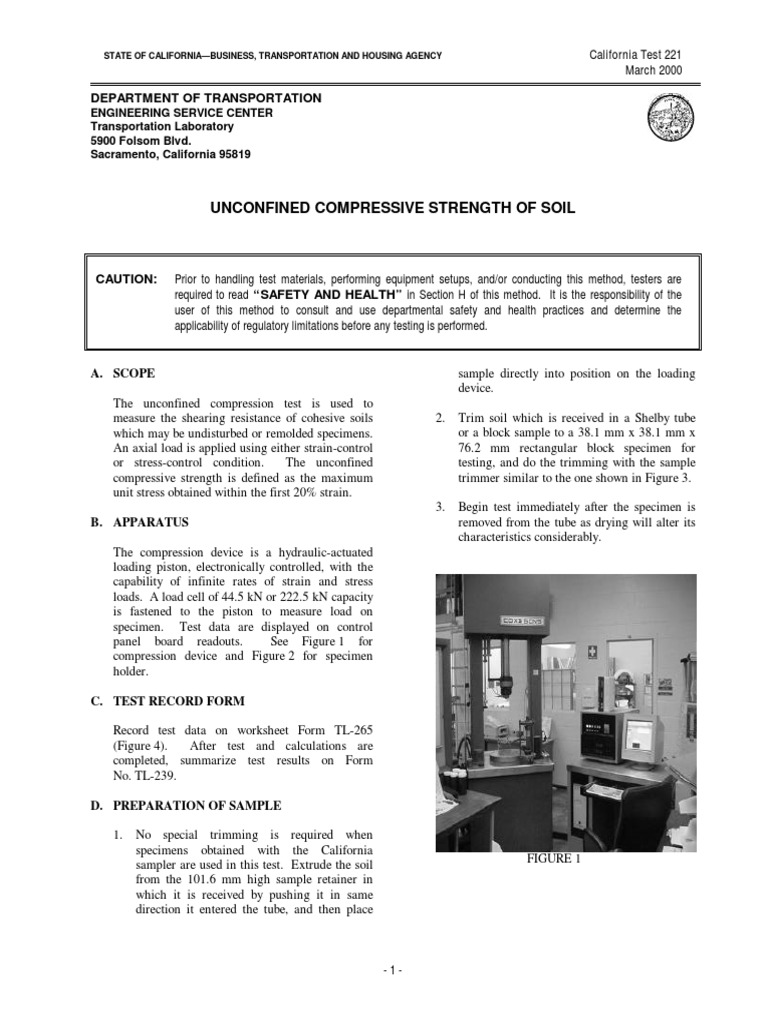 Unconfined Compression Test | PDF | Strength Of Materials | Continuum ...