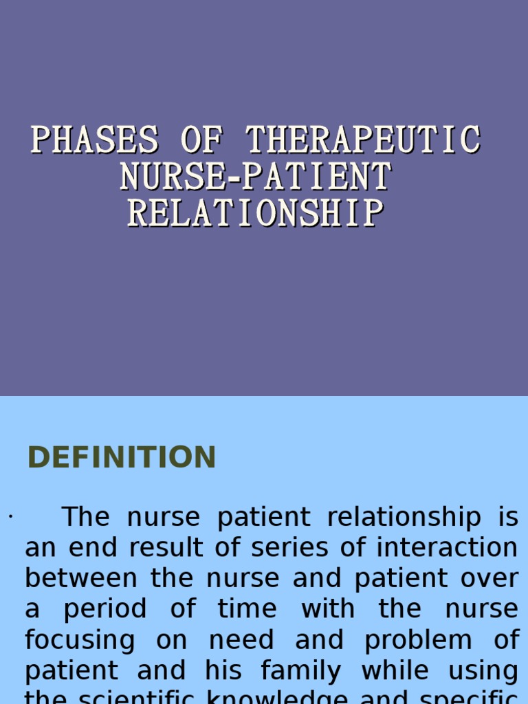 define therapeutic nurse patient relationship