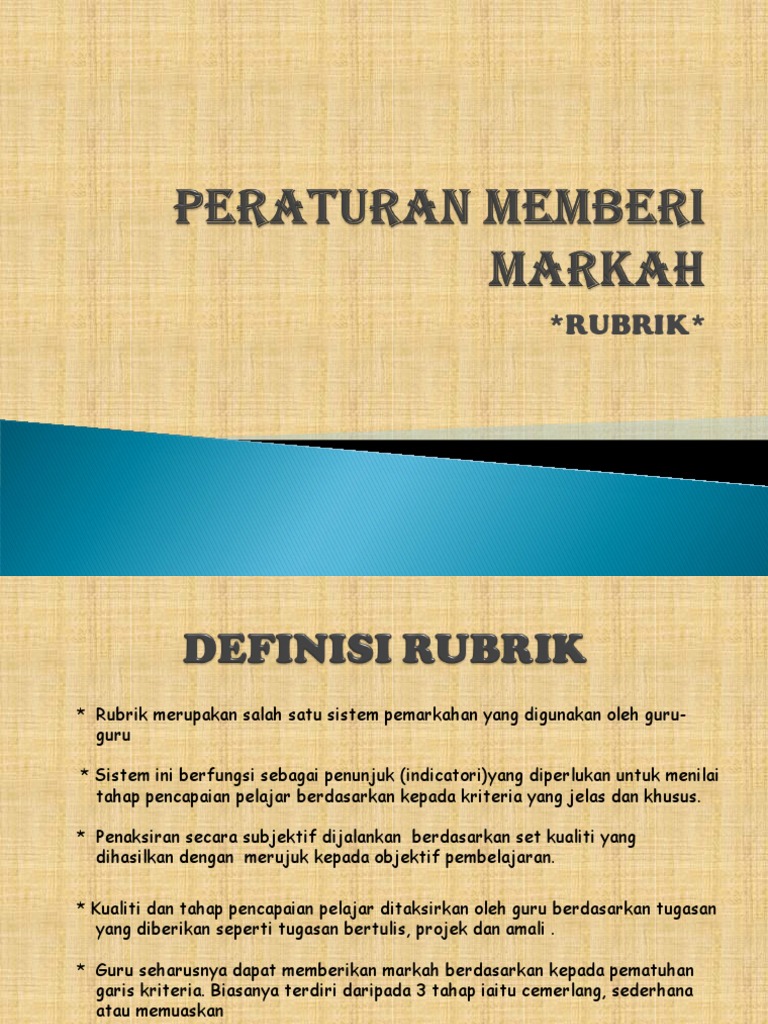 Psv Sem 6 Peraturan Memberi Markah Rubrik Pdf