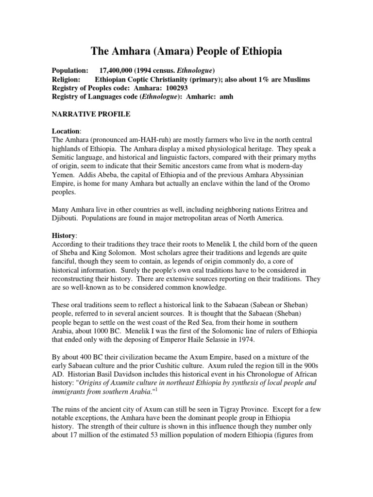 The Amhara People of Ethiopia | PDF | Ethiopia | Horn Of Africa