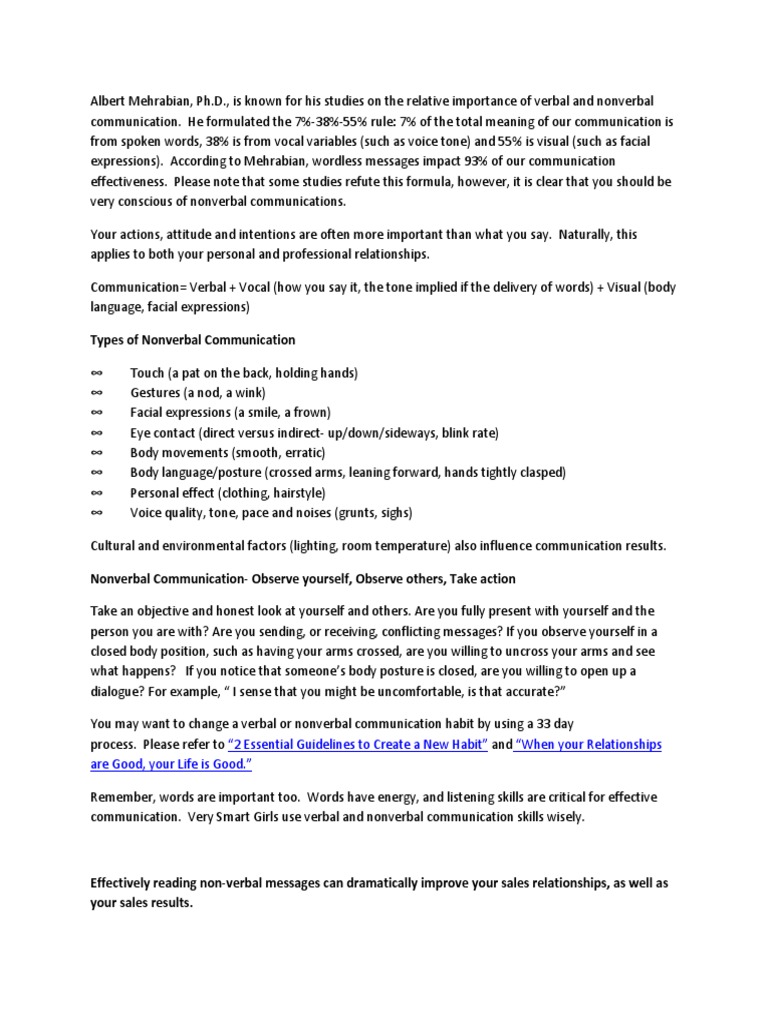 Albert Mehrabian Nonverbal Communication Body Language