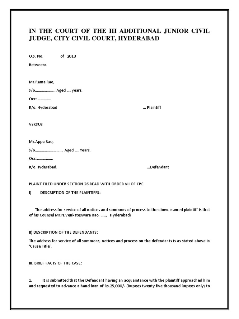 plaint-written-statement