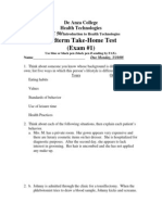 Midterm Take-Home Test (Exam #1) : de Anza College Health Technologies HTEC 50