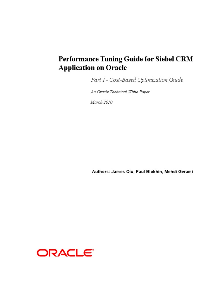Cost Based Optimization Guide For Siebel | PDF | Oracle Database | Sql