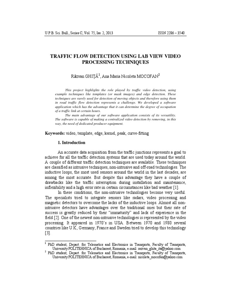 Traffic Flow Detection in Bucharest | PDF | Areas Of Computer Science ...