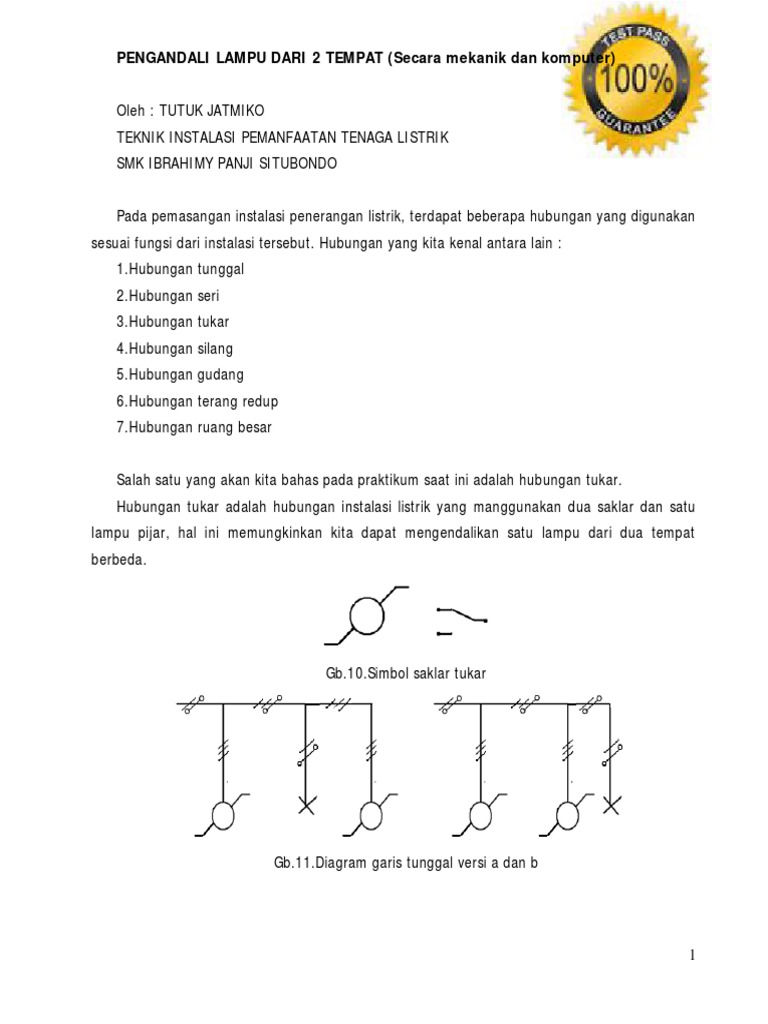 12+ Diagram Instalasi Penerangan Satu Lampu 5 Pics