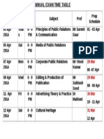 BVB Exam Time Table PG DIP PUBLIC RELATION 2014