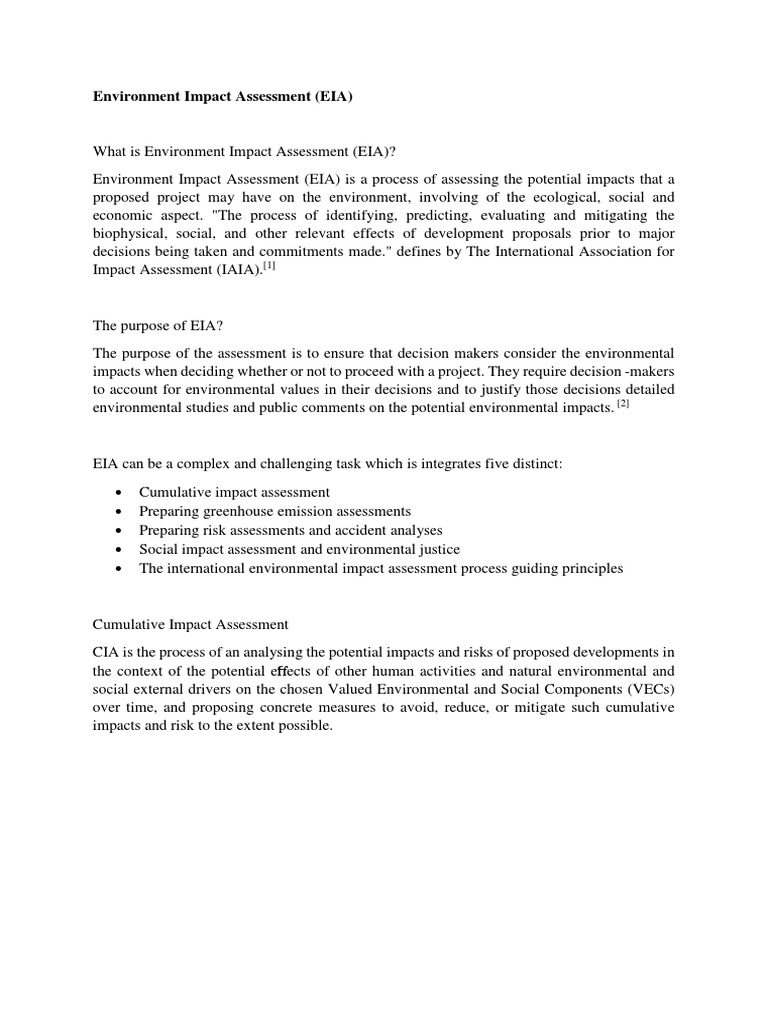 EIA: A Guide for Decision Makers | PDF | Environmental Impact ...