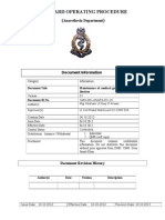 Standard Operating Procedure : Anaesthesia Department