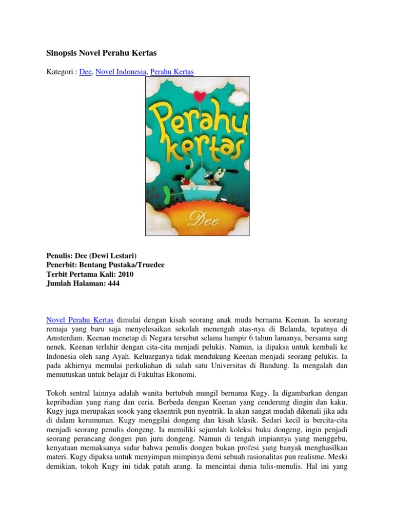 Sinopsis Novel Perahu Kertas