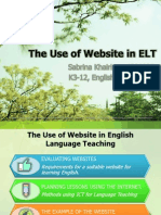 The Use of Website in ELT: Sabrina Khairissa, 1201025 K3-12, English Department