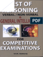 Test of Reasoning Verbal Non - Verbal & General Intelligence For Competitive Examinations - Sura Books - V.v.K. Subburai