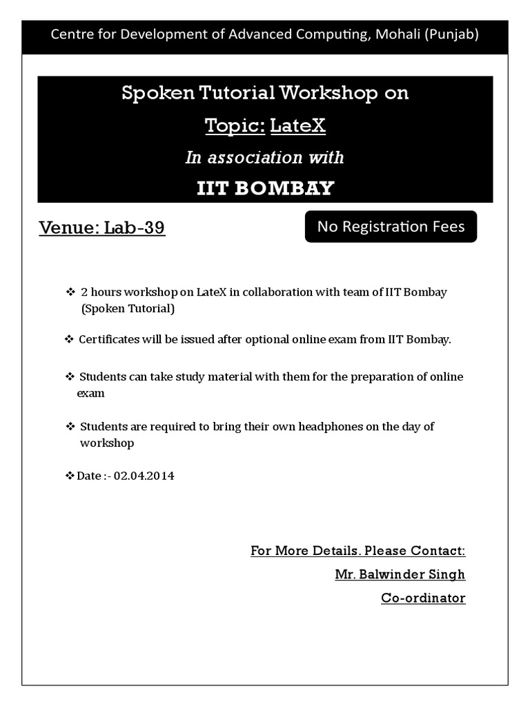 LateX Workshop with IIT Bombay | PDF