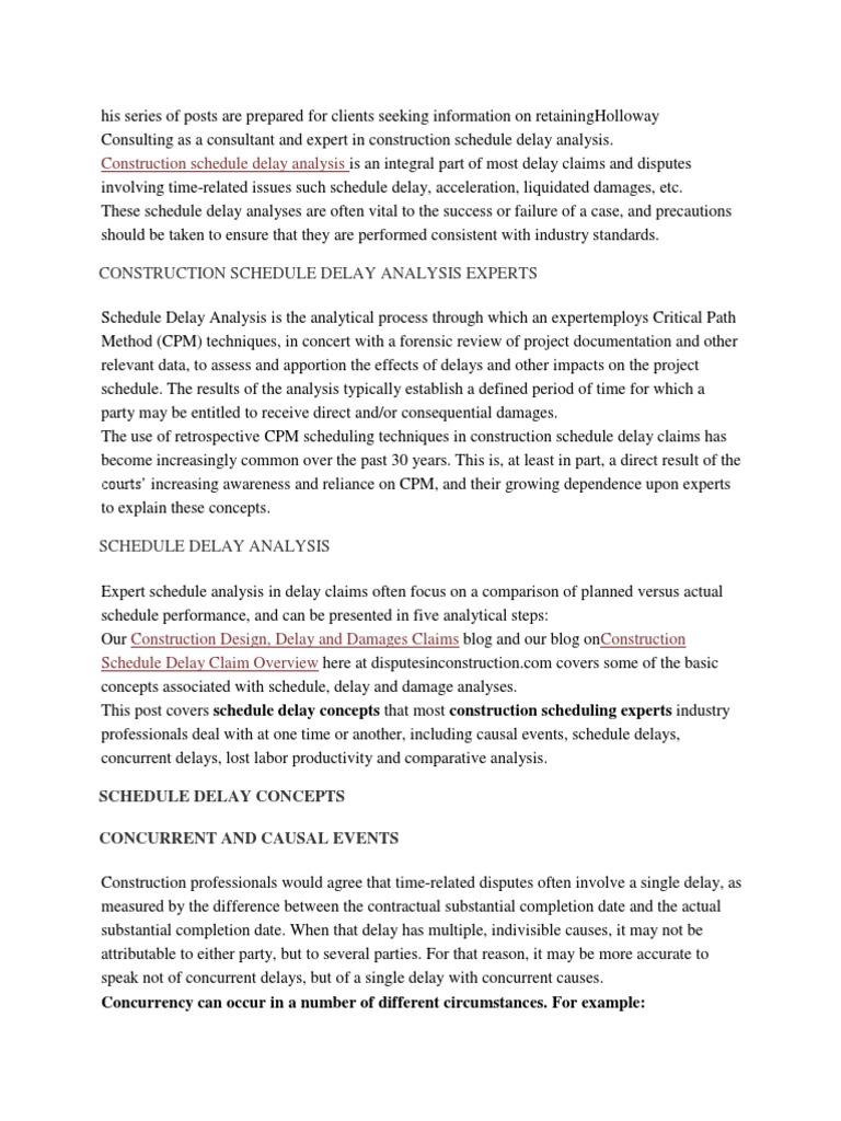 CPM Schedule Delay Analysis Insights | PDF | Damages | Business