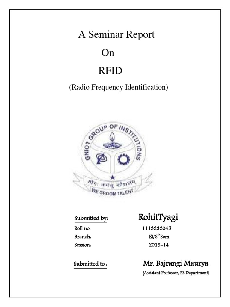 RFID Seminar Report by Rohit Tyagi | PDF