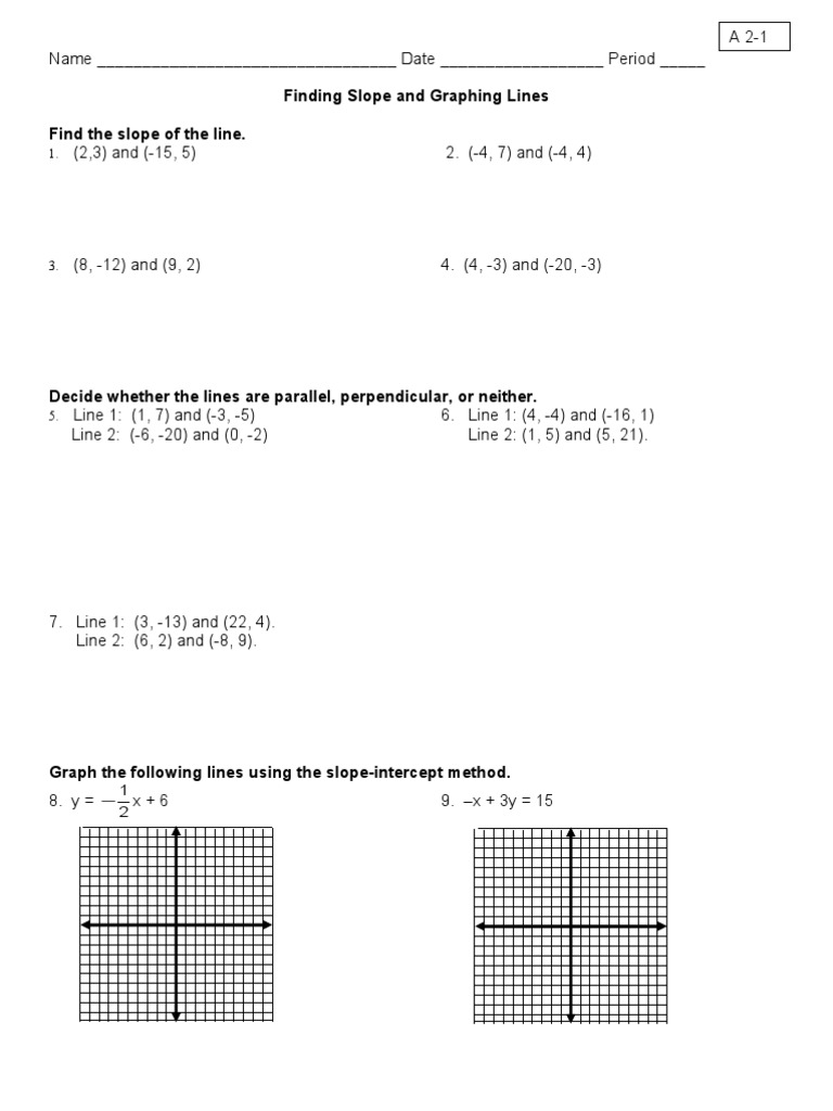 A 2-1 Name Date Period Finding Slope | PDF | Science & Mathematics ...