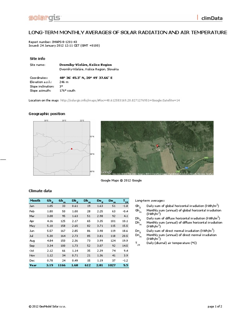 SolarGIS Imaps Sample Report | PDF | Climate | Meteorology