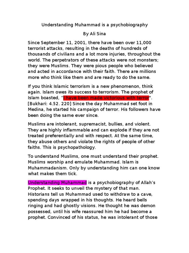 Understanding Muhammad: A Psychobiography | PDF | Muhammad | Jealousy