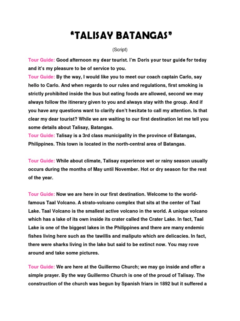 script for tour guiding