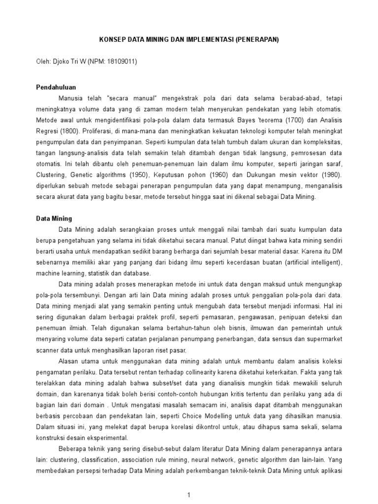 Konsep dan Proses Data Mining | PDF