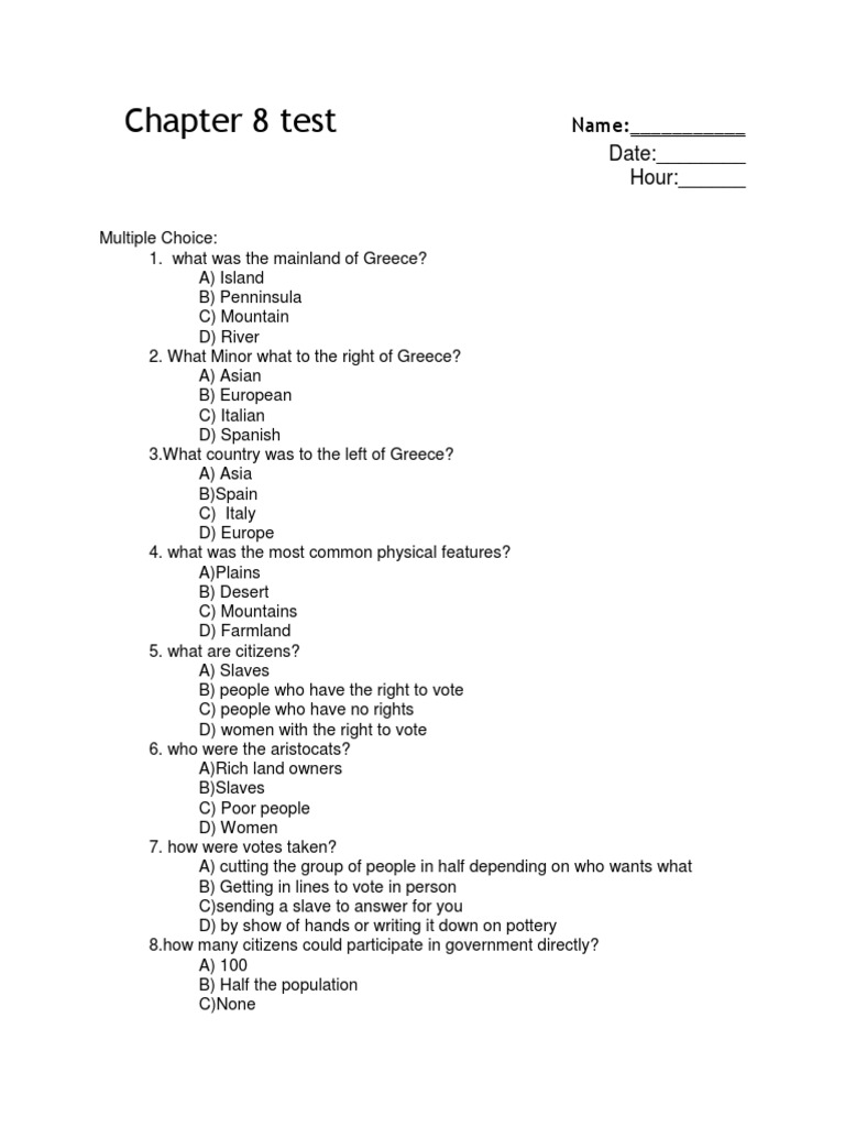 Chapter 8 Test For Portfolio | PDF | Hades | Zeus