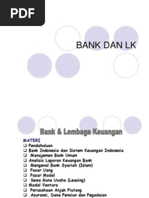Bank Dan Lembaga Keuangan Anjak Piutang