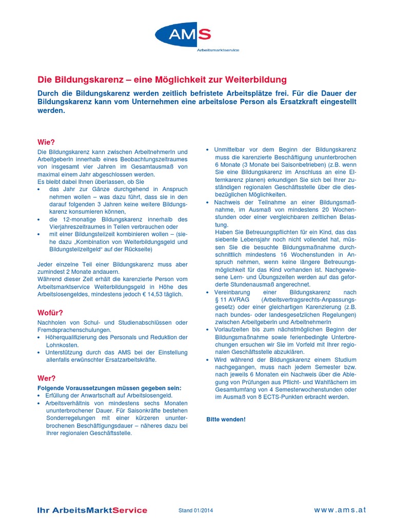 001 Infoblatt Bildungskarenz | PDF