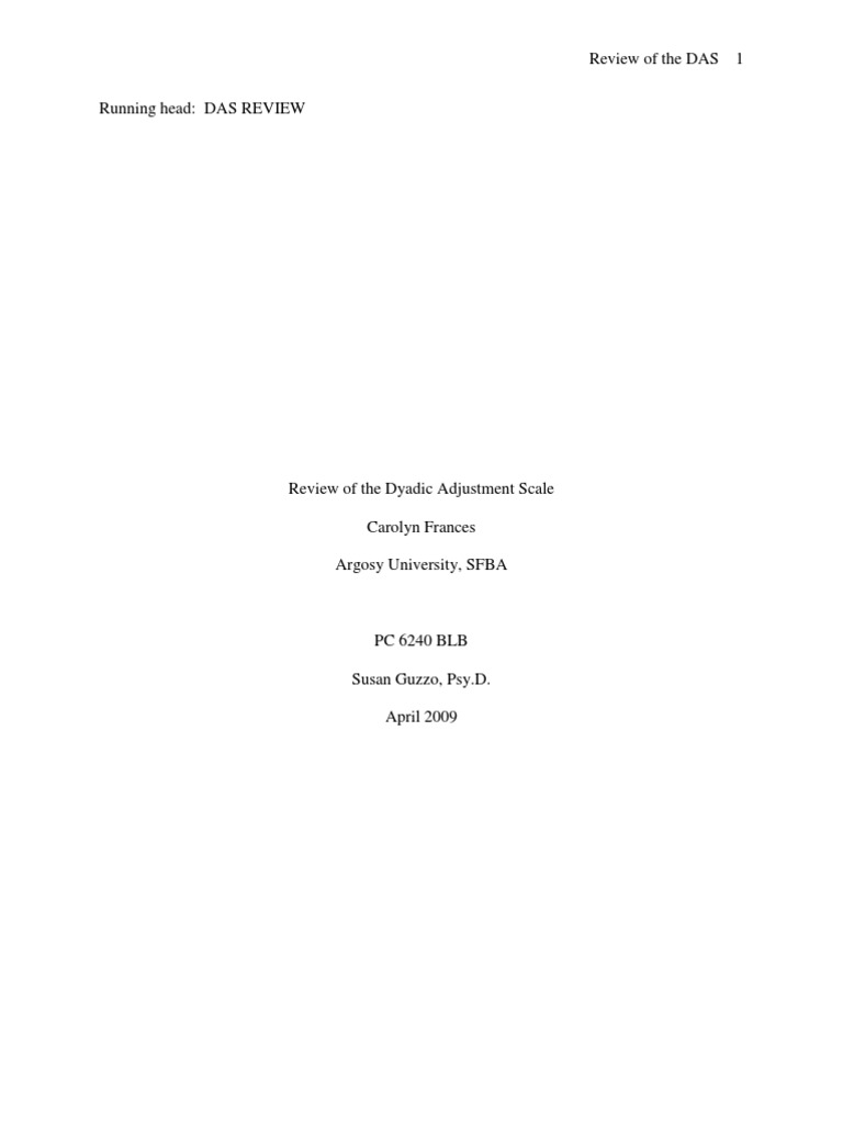 Review of the Dyadic Adjustment Scale | PDF | Validity (Statistics ...