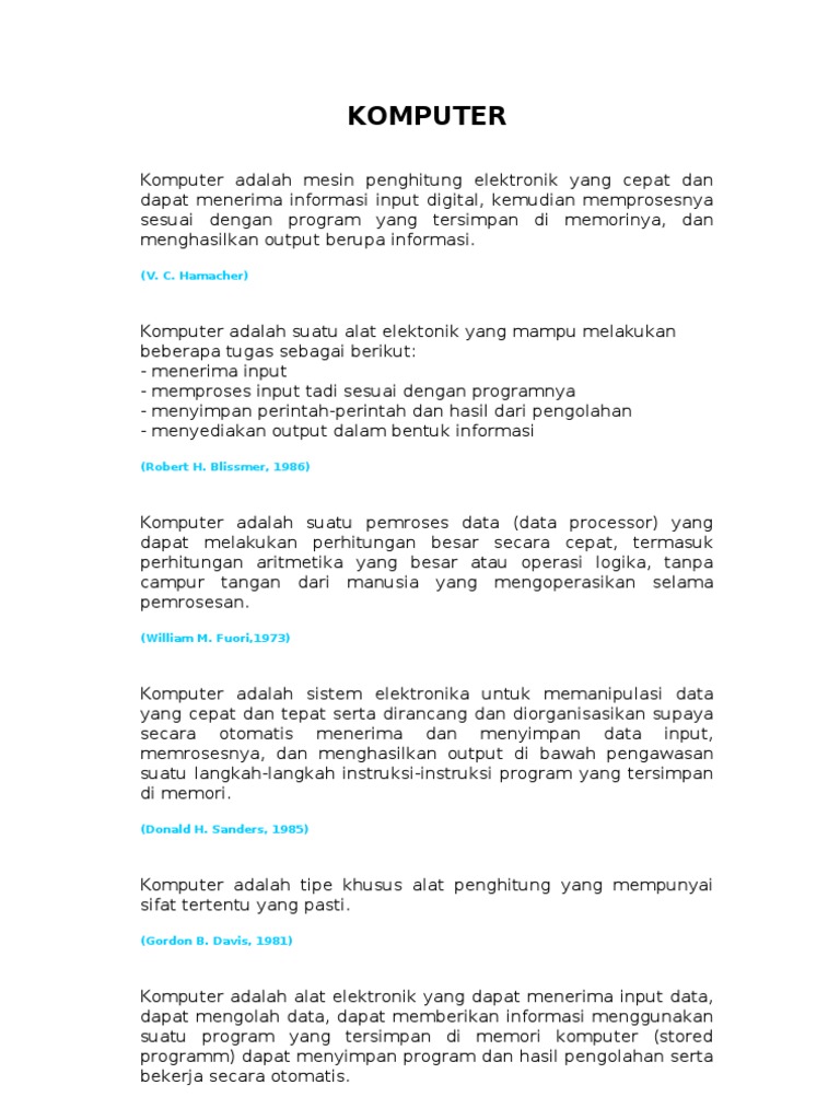 Pengertian Komputer, Data, Informasi Dan Sistem Informasi | PDF