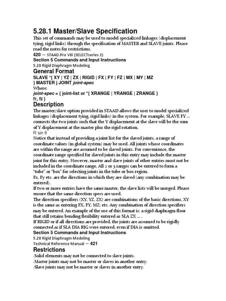 Master/Slave Joint Modeling in STAAD | PDF | Computing | Areas Of ...