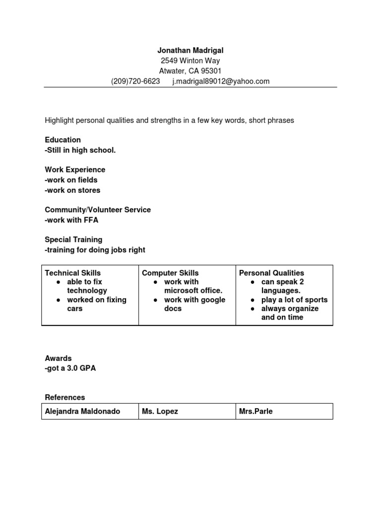 Copyofsampleresumetemplate | PDF