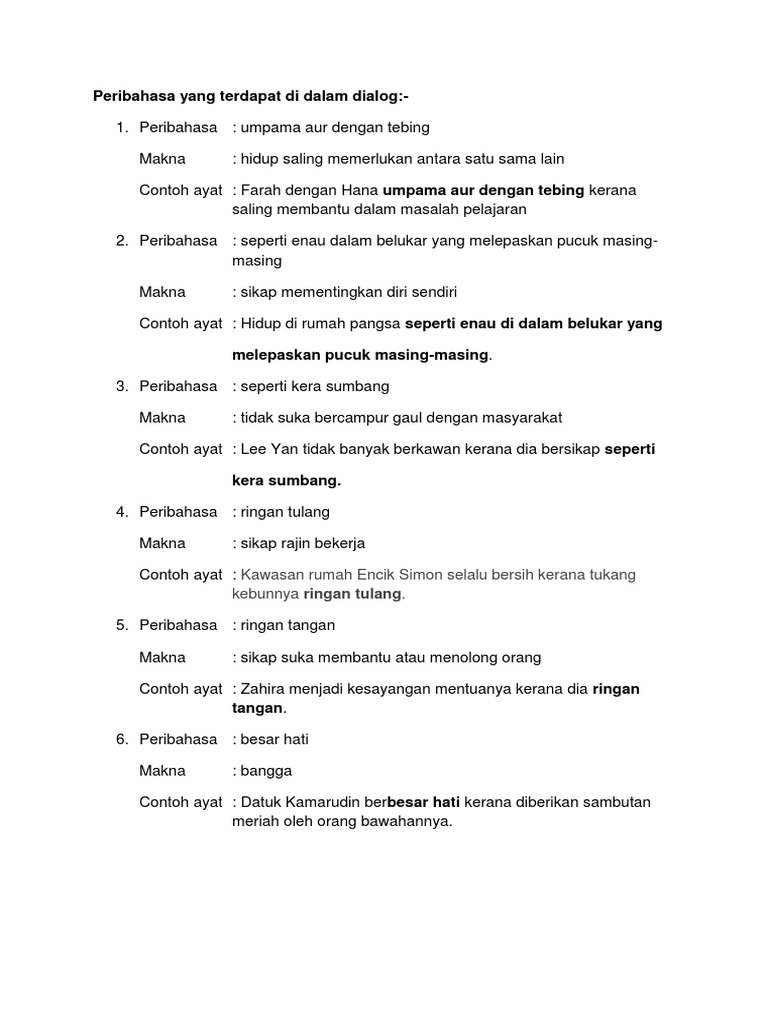 Peribahasa Yang Terdapat Di Dalam Dialog Pdf