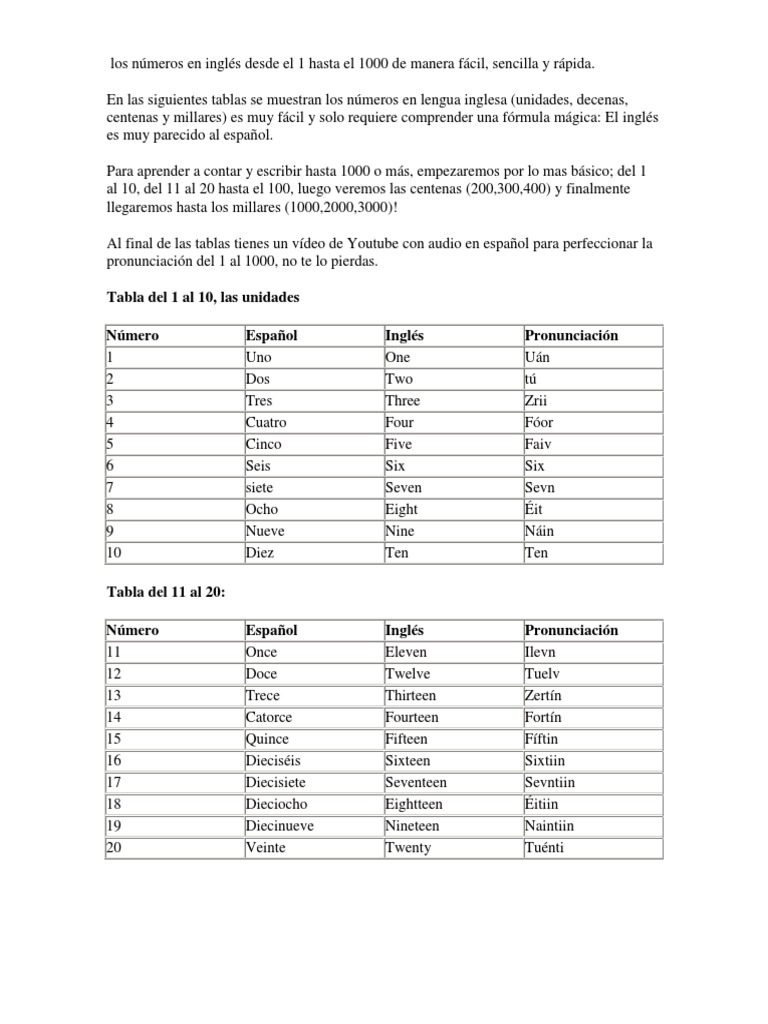Featured image of post View 11 Numeros Del 1 Al 100 En Ingles Para Imprimir Pdf