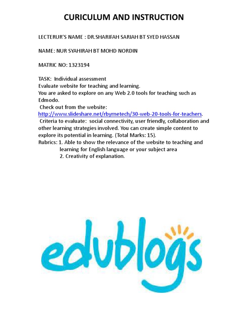 Edublogs and Quadblogging for Educators | PDF | Career & Growth