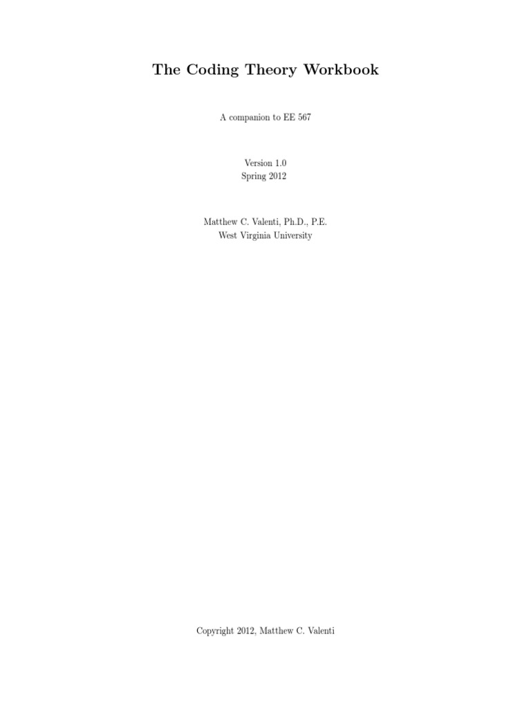 The Coding Theory Workbook | PDF | Group (Mathematics) | Linear Subspace