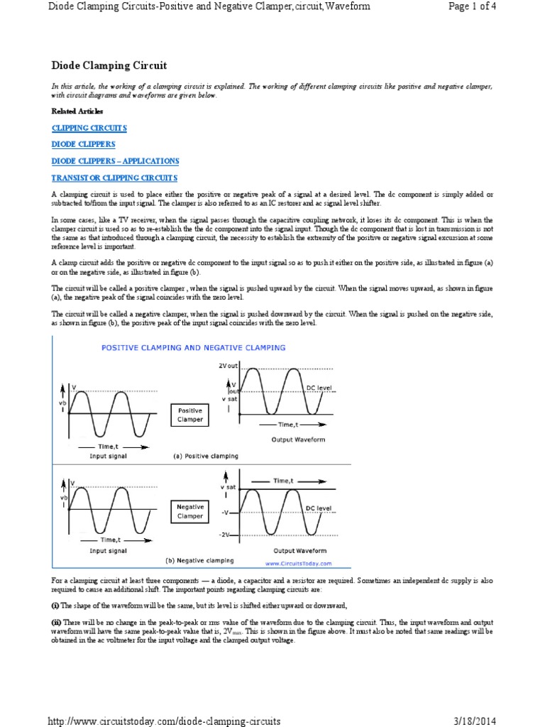 Diode Clamping Circuits Download Free PDF Electronic Circuits