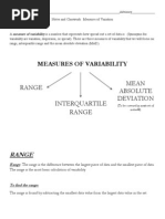 Notes Measures of Variation Range and Interquartile Range