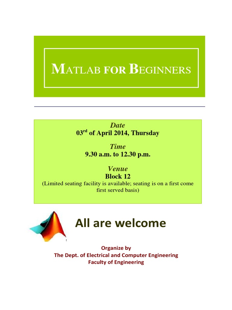 MATLAB Workshop for Beginners | PDF