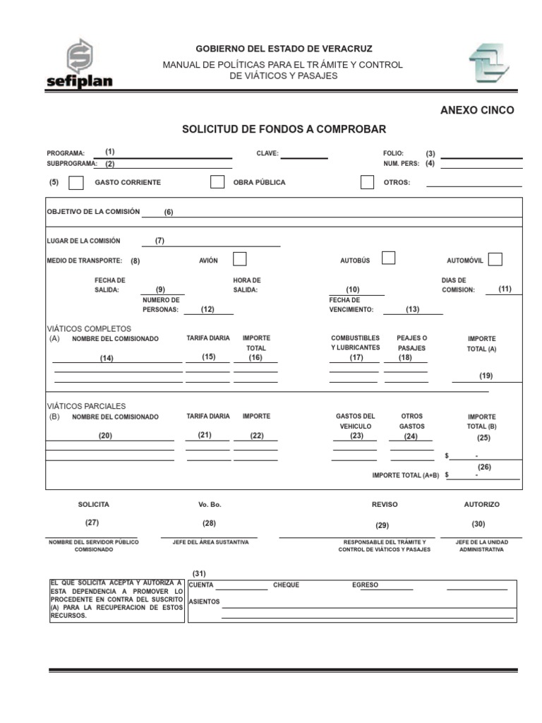 Formatos de Viaticos | PDF | Transporte | Gobierno