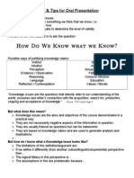 How Do We Know What We Know?: Hints & Tips For Oral Presentation