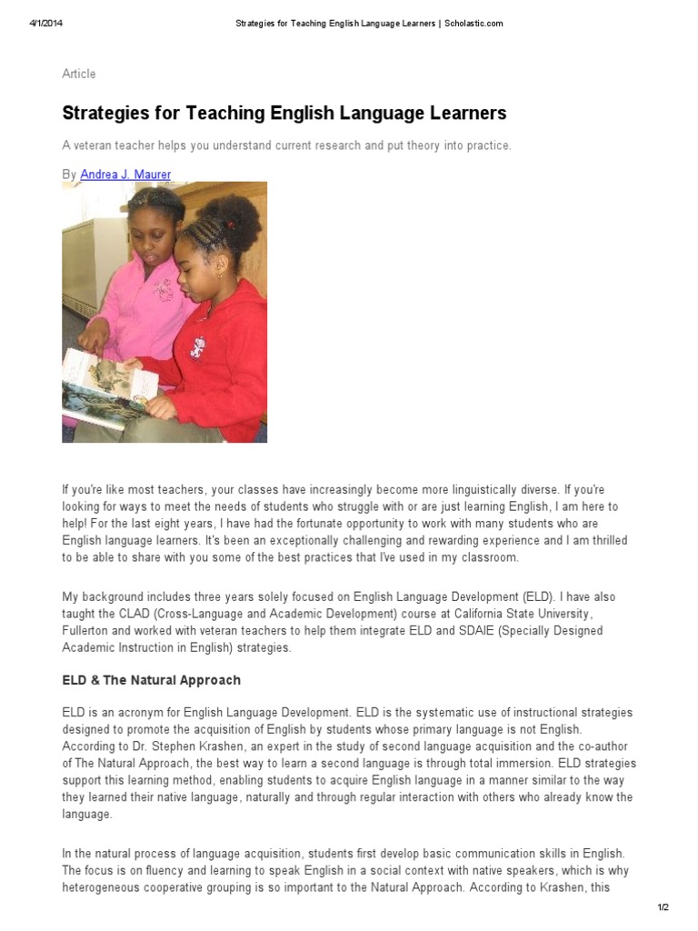 Effective Strategies for ELL Instruction | PDF | English As A Second Or ...